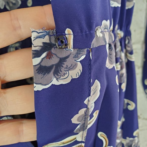 VINTAGE DRAPERS & DAMONS Cottage Core Blue FLORAL Pleated DRESS Long Sleeve SZ M - Picture 10 of 16